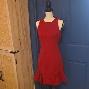 Worn Once Banana Republic Red Flared Knee Length Tank Dress Cotton Blend Sz 4